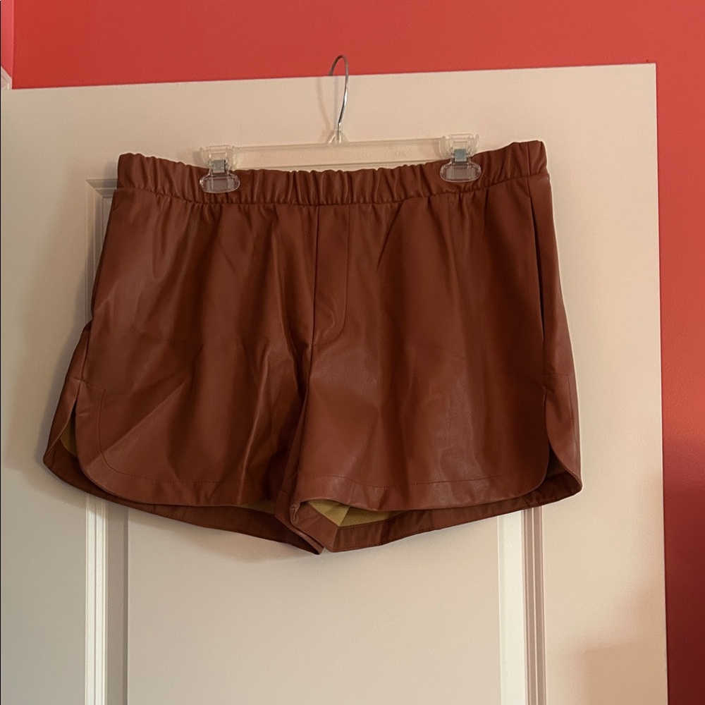 a new day Women's Tan Faux Leather Shorts